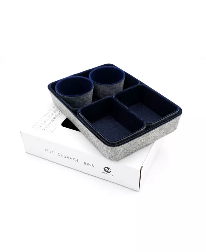 Welaxy 7 Piece Felt Drawer Organizer Set with Round Cups and Trays - Intensery