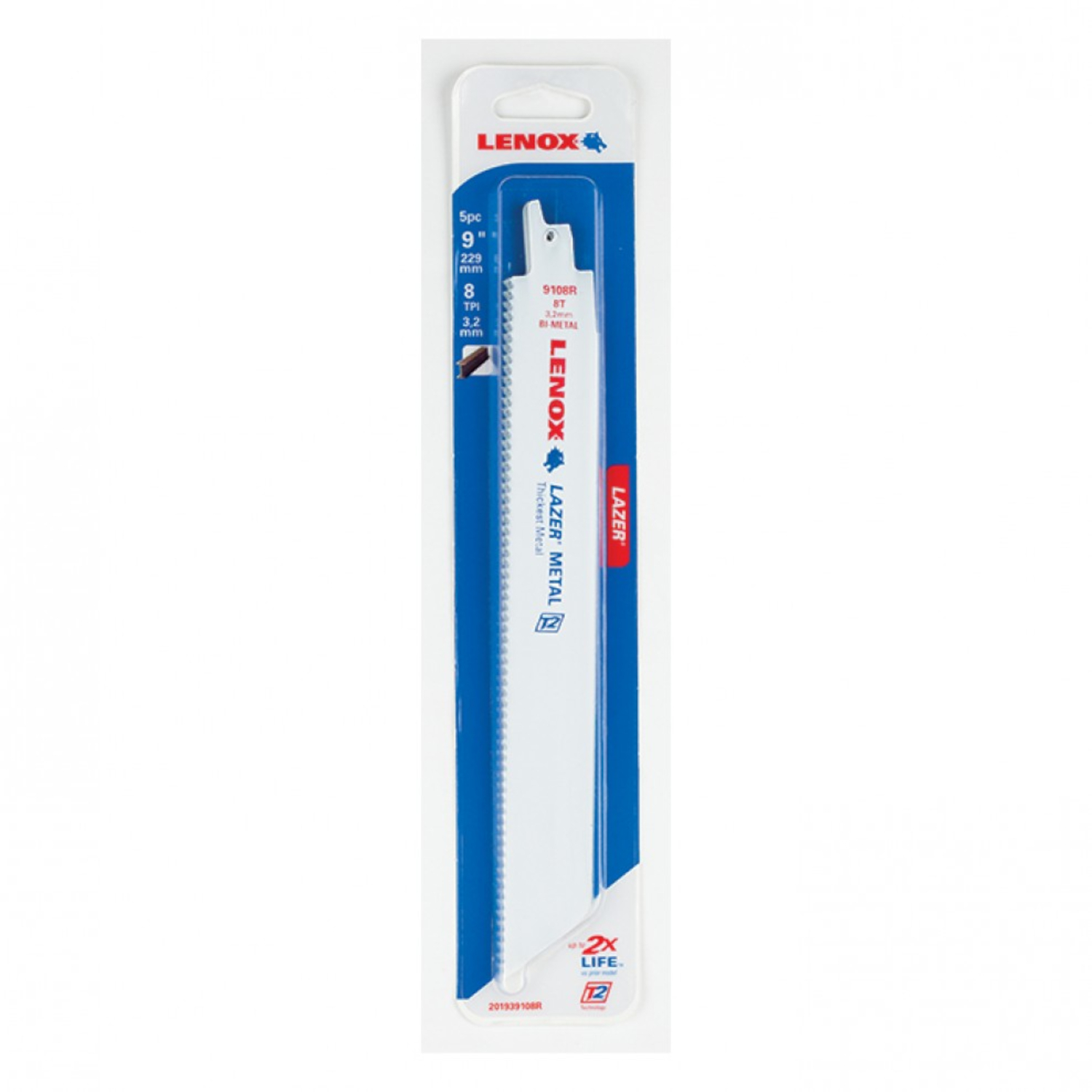 Lenox Lazer 9 in. Bi-Metal Reciprocating Saw Blade 8 TPI 5 pk - Intensery