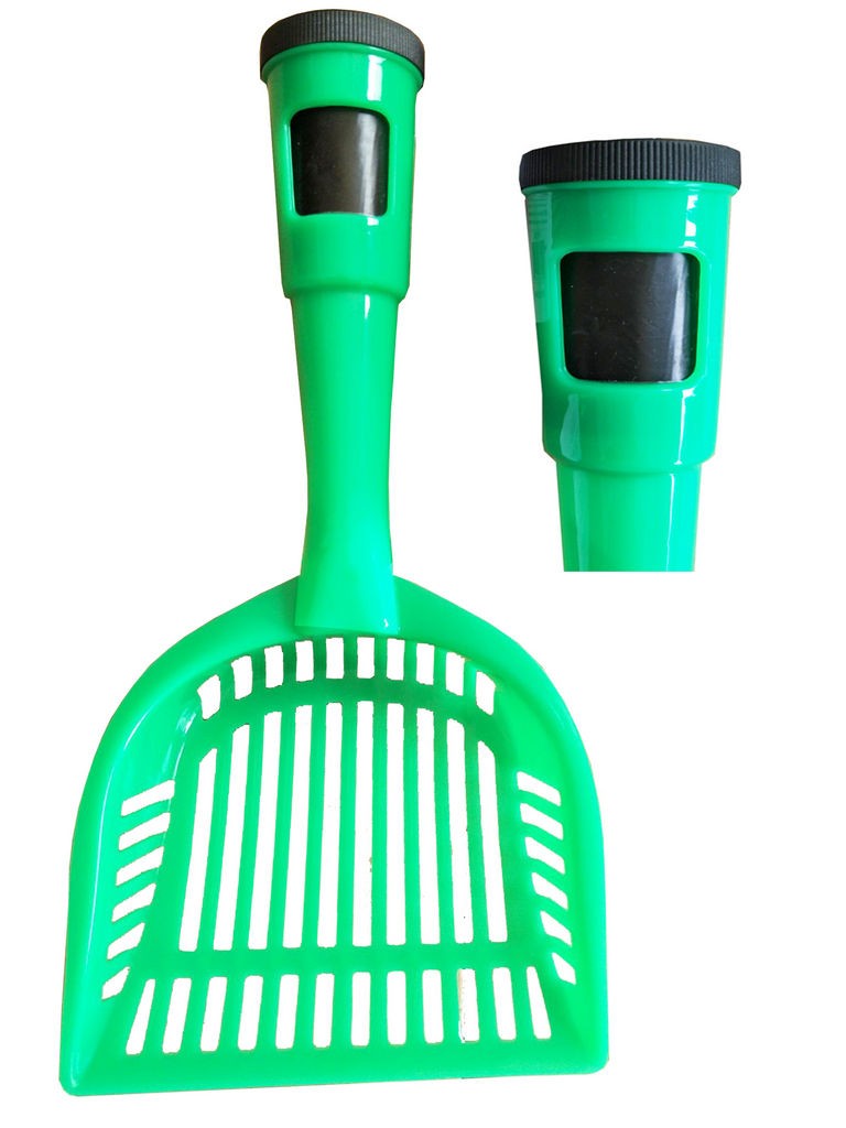 Pet Life Poopin-Scoopin Dog And Cat Pooper Scooper Litter Shovel With Built-In Waste Bag Handle Holster in Green (One Size) - Pet Life PS1GN - Intensery