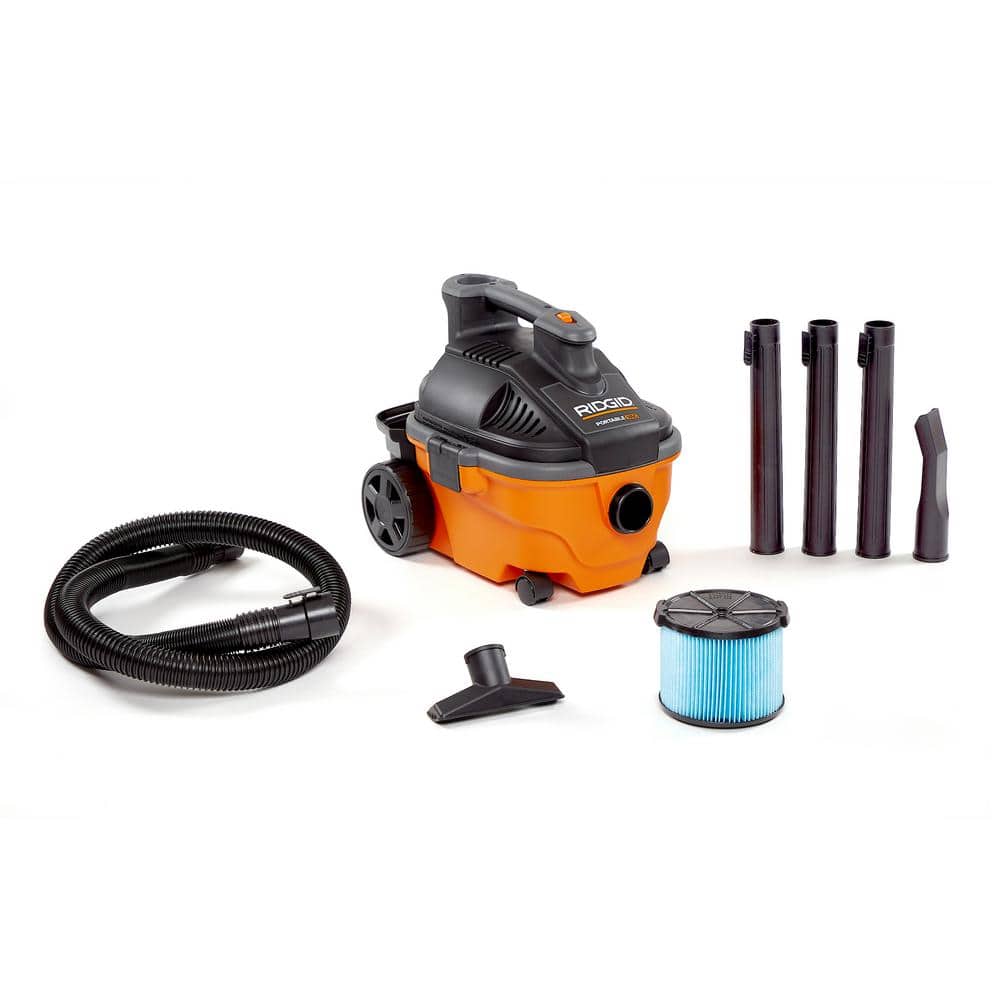 RIDGID 4 Gallon 5.0 Peak HP Portable Wet/Dry Shop Vacuum with Fine Dust Filter, Locking Hose and Accessories WD4070 - Intensery