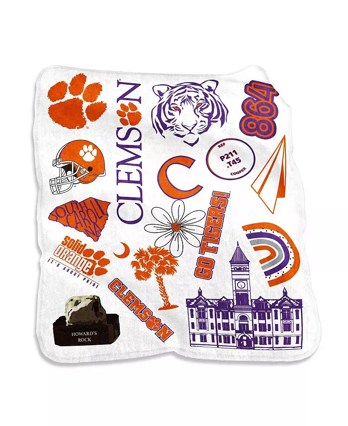 Logo Brands Clemson Tigers 50'' x 60'' Native Raschel Plush Throw Blanket - Intensery