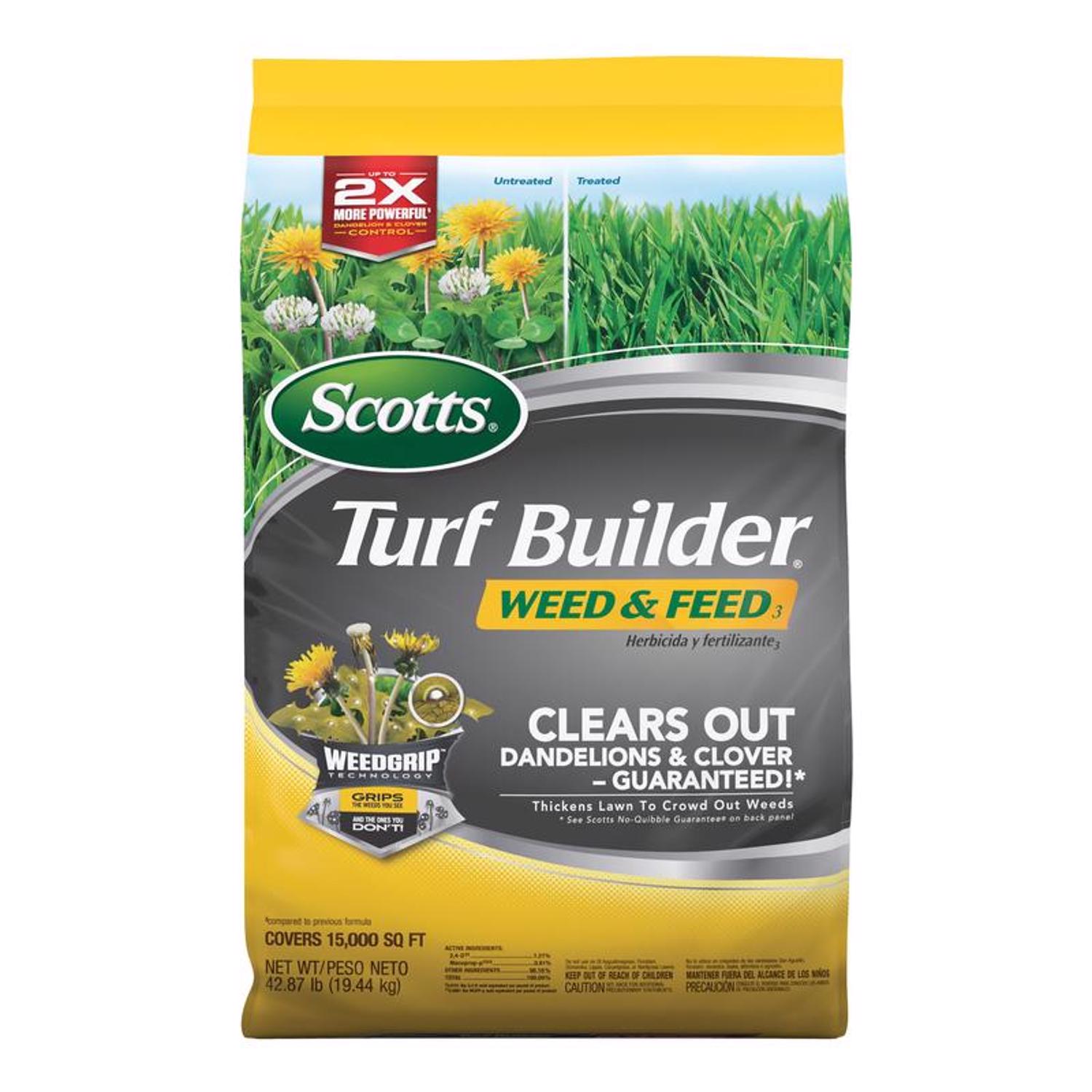 Scotts Turf Builder Weed \u0026 Feed Lawn Fertilizer For Multiple Grass Types 15000 sq ft - Intensery
