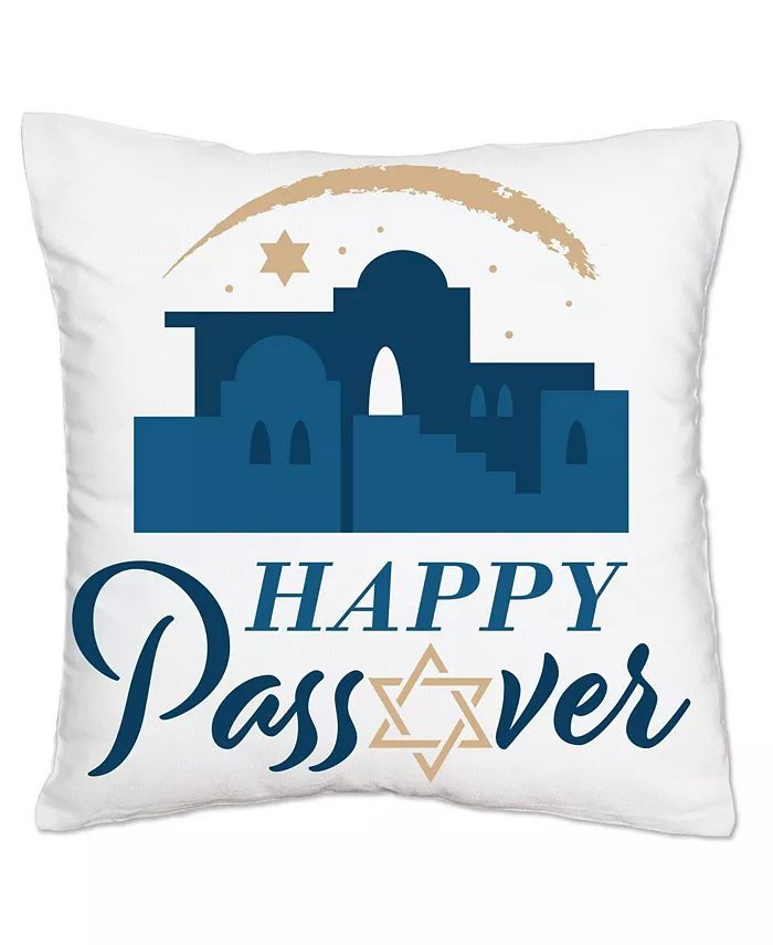 Big Dot of Happiness Happy Passover Pesach Home Decorative Cushion Case Throw Pillow Cover 16 x 16 In - Intensery