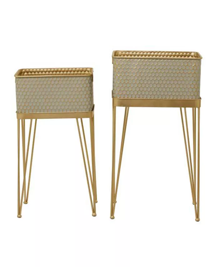 CosmoLiving Metal Modern Planters， Set of 2 - Intensery