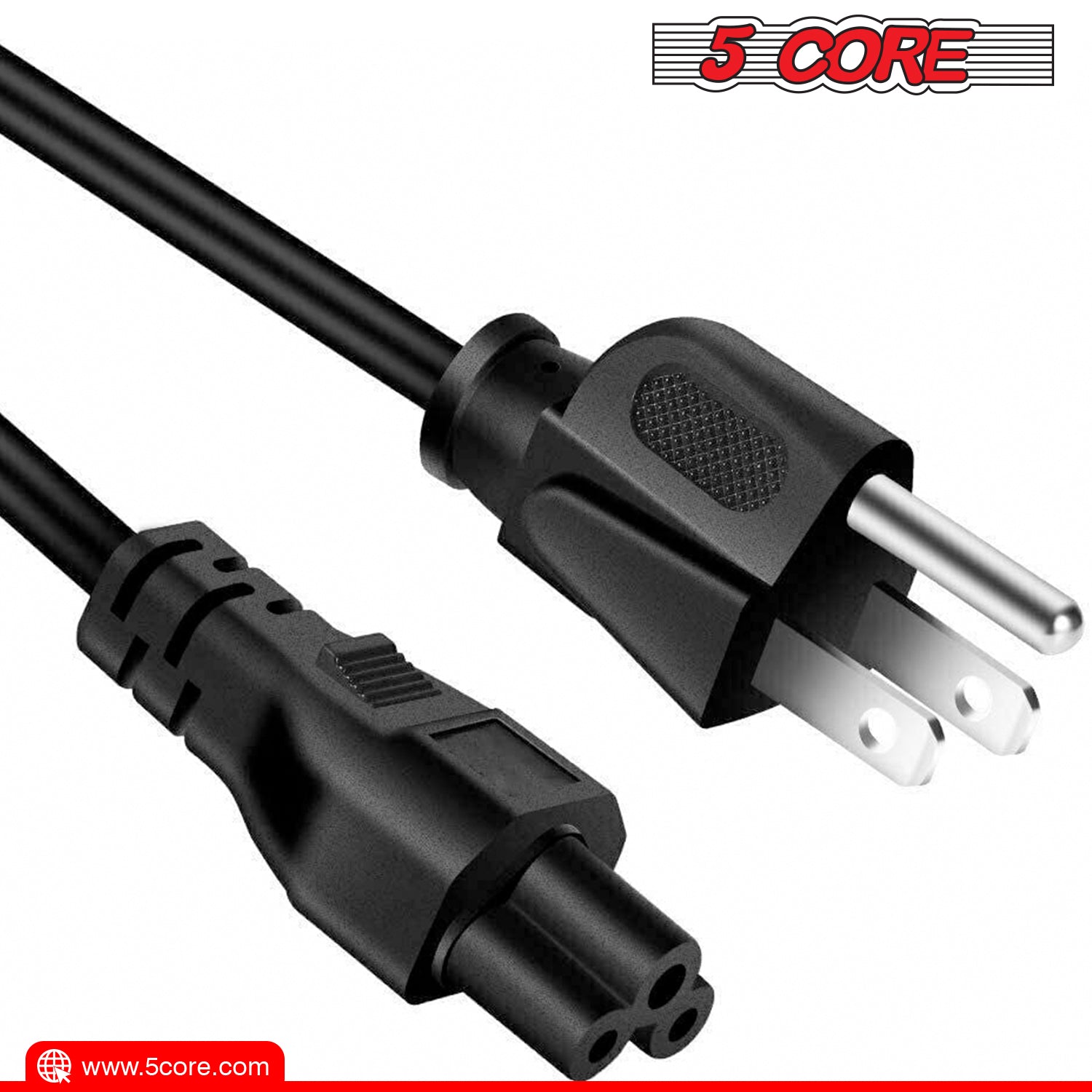 5 Core Extra Long 12ft 3 Prong Non-Polarized AC Wall Power Cable Cord for HP Dell   Asus Acer Toshiba Laptop Charger LED LCD Monitor Replacement Power - Intensery