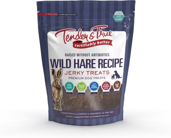 Tender and True Wild Hare Recipe Grain-Free Jerky Dog Treats， 4-oz bag - Intensery