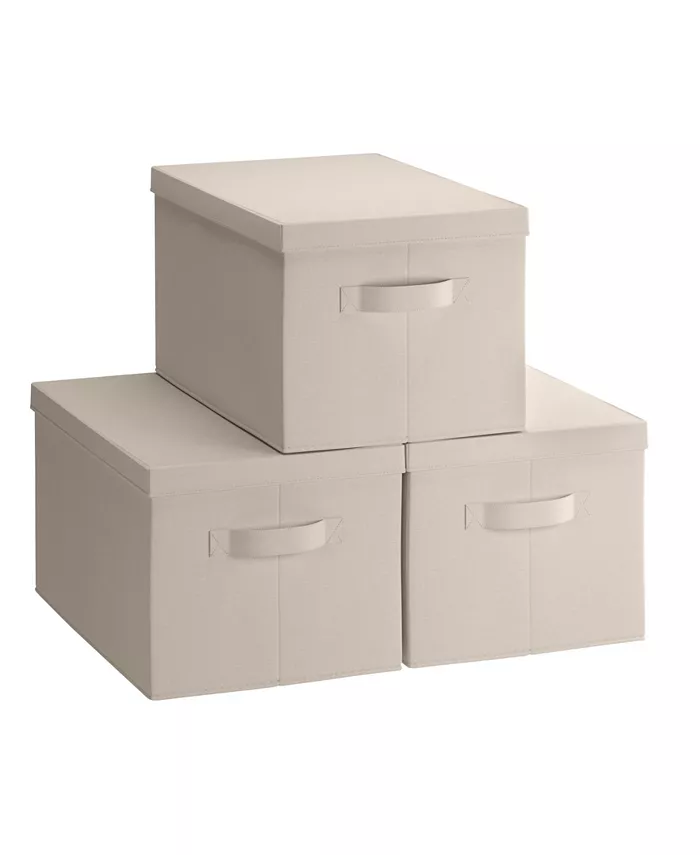 Ornavo Home Foldable Large Storage Bin with Handles and Lid - Set of 3 - Intensery