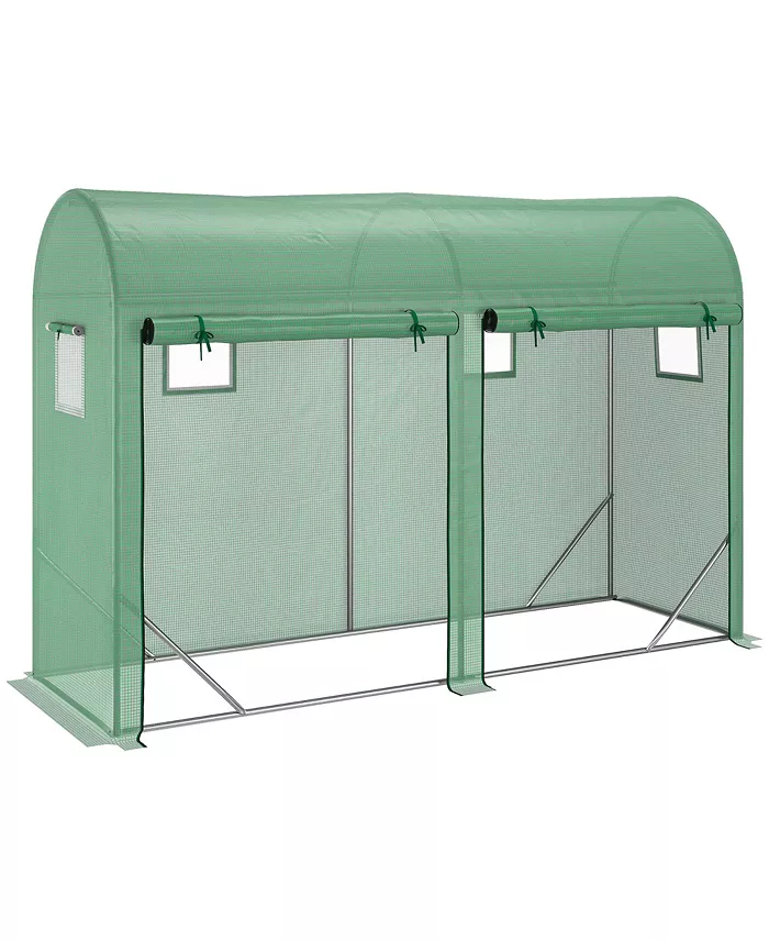 Outsunny Walk-in Greenhouse， Hot House， Zipper Windows Doors， Green - Intensery