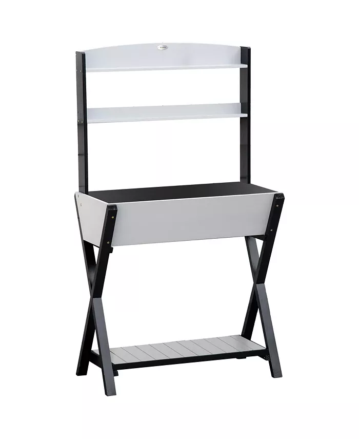 Outsunny Garden Potting Bench Workstation with Hidden Storage Box and Shelves - Intensery