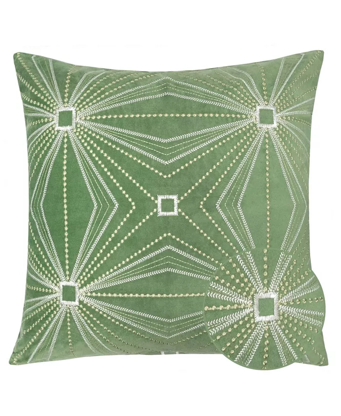 Homey Cozy Claire Olive Velvet Square Decorative Throw Pillow - Intensery