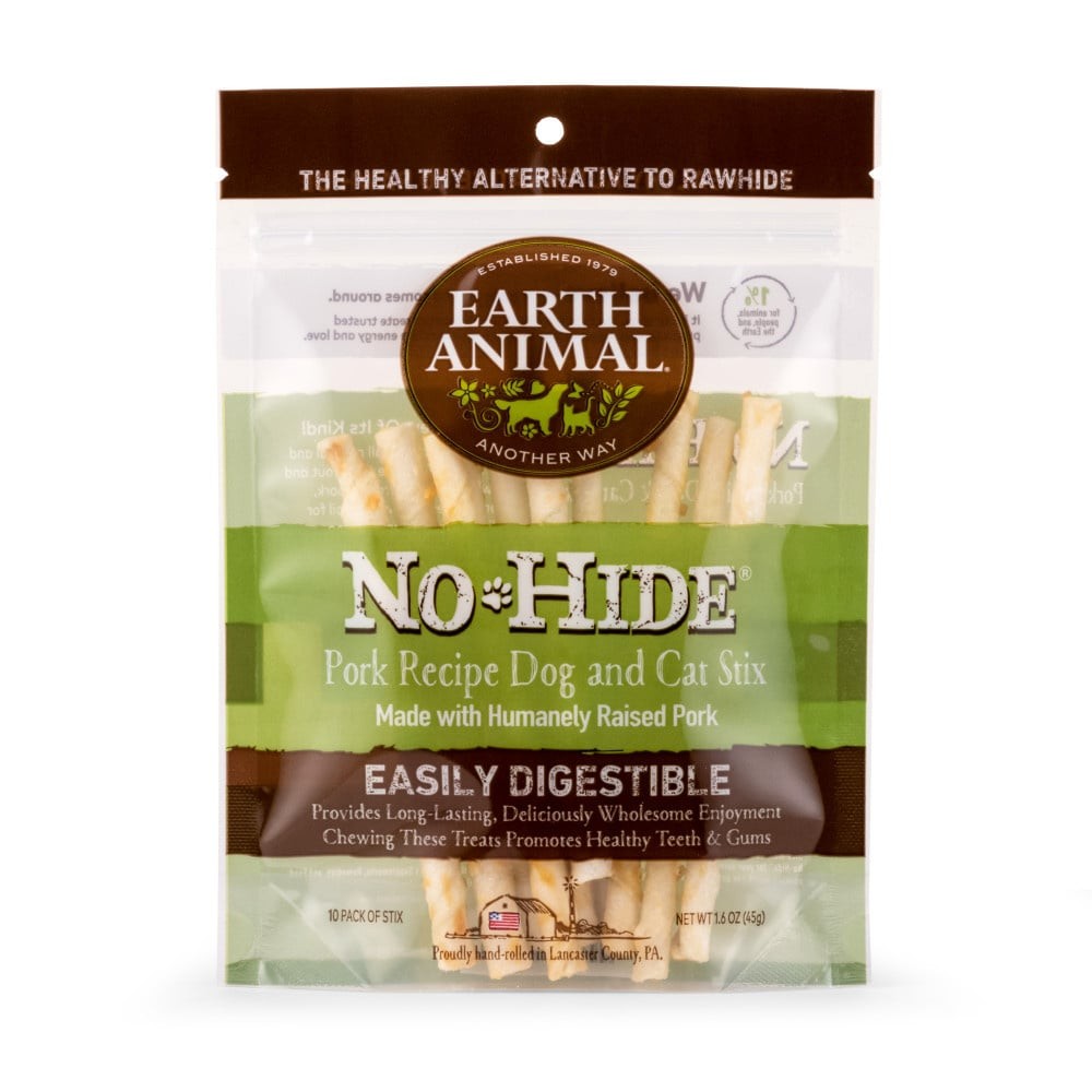 Earth Animal No-Hide Pork Stix Dog and Cat Chews - 10-pk - Intensery