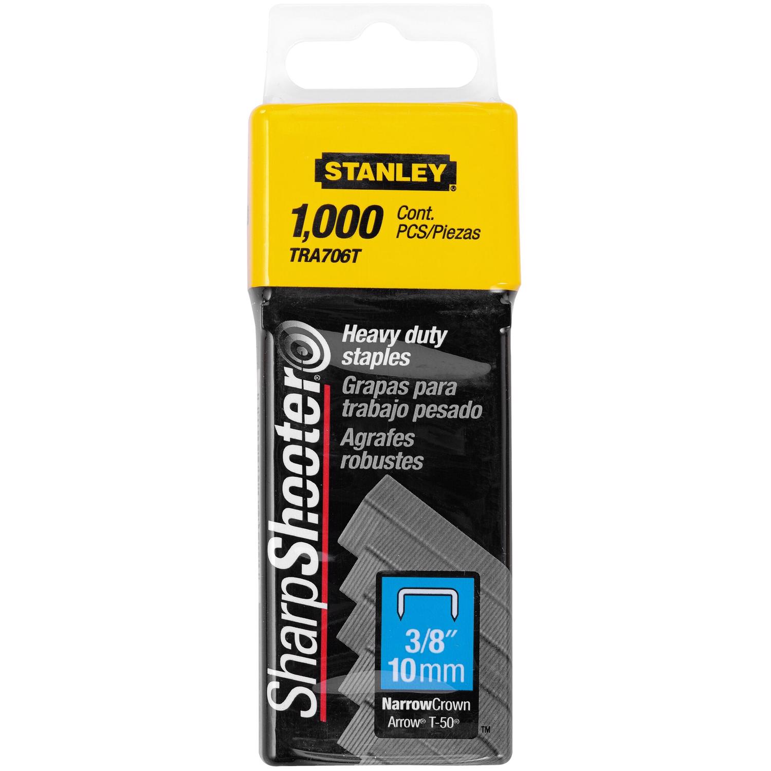 Stanley Sharp Shooter 27/64 in. W X 3/8 in. L Narrow Crown Heavy Duty Staples 1000 pk - Intensery
