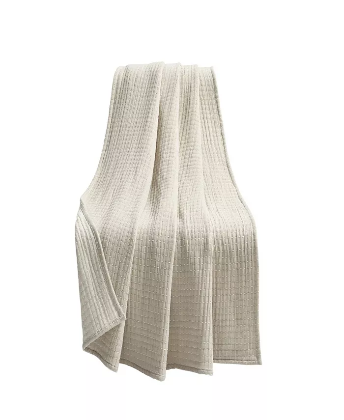 Lush Dandeacutecor Solid Kantha Pick Stitch Yarn Dyed Cotton Woven Throw Blanket - Intensery