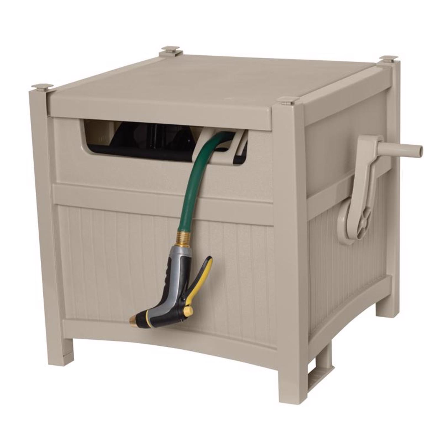 Suncast Slide Trak 225 ft. Beige Retractable Free Standing Hideaway Hose Reel - Intensery