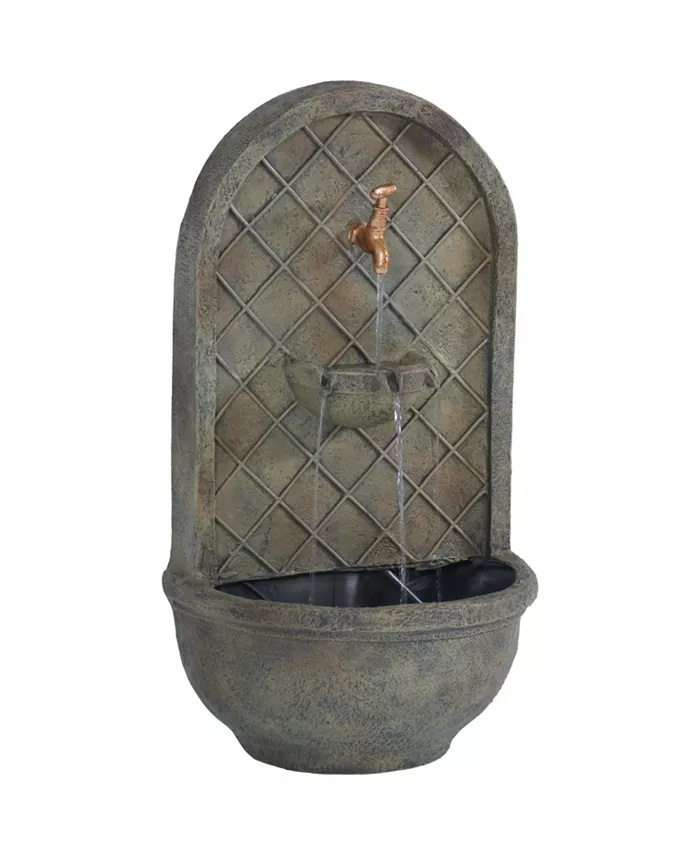 Sunnydaze Decor Messina Outdoor Solar Wall Fountain with Battery - Florentine - Intensery