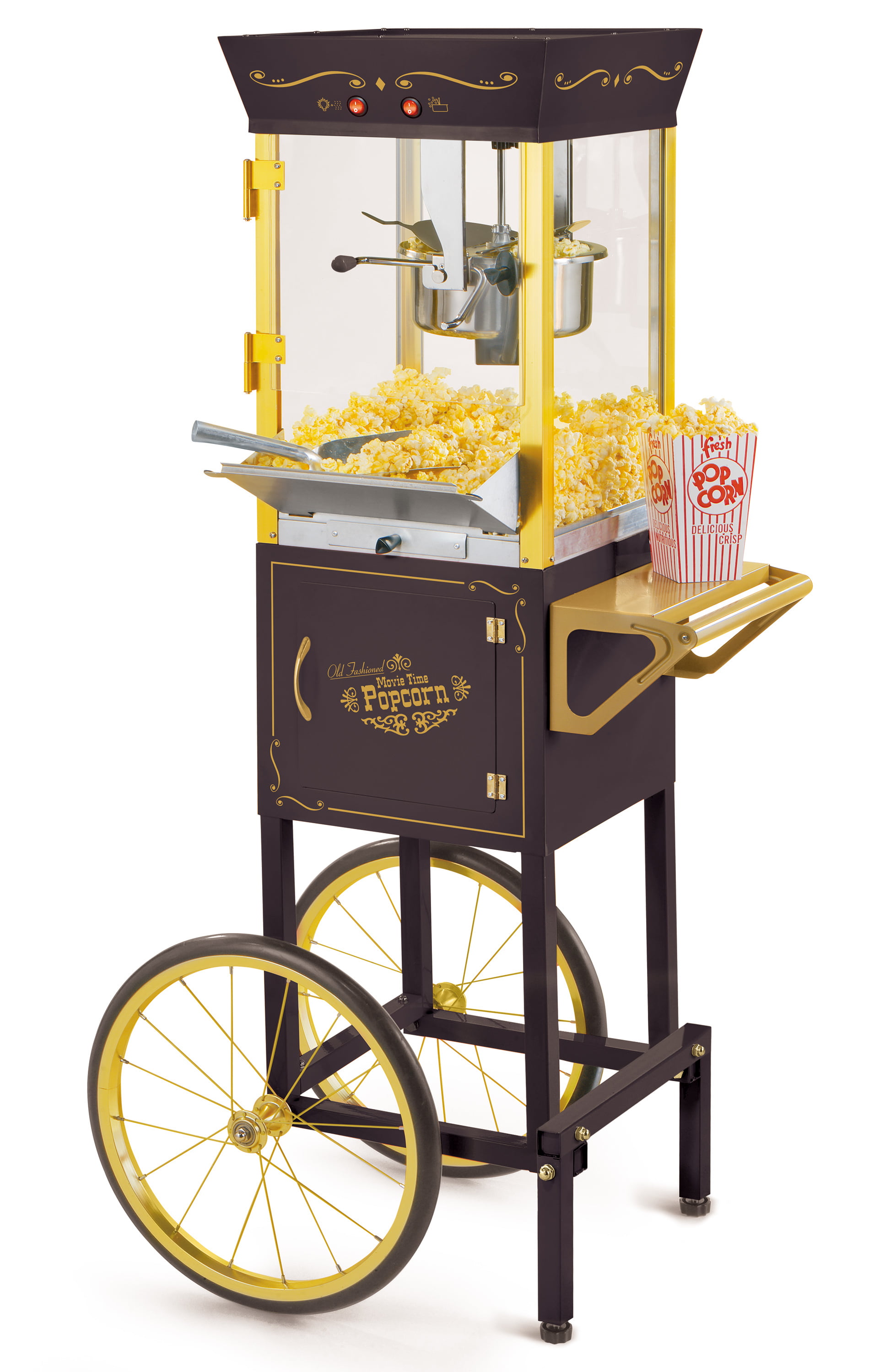 Nostalgia 8 oz Vintage Commercial Popcorn Cart, Makes 32 Cups, 53 in Tall, Black, CCP510BK - Intensery