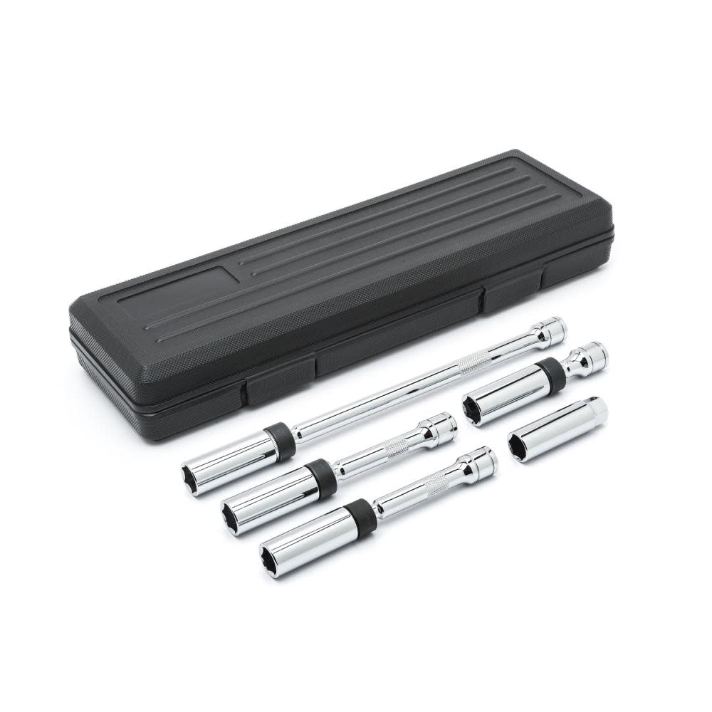 5 Piece 3/8 Drive 6 Point Magnetic Swivel Spark Plug Socket Set - Intensery