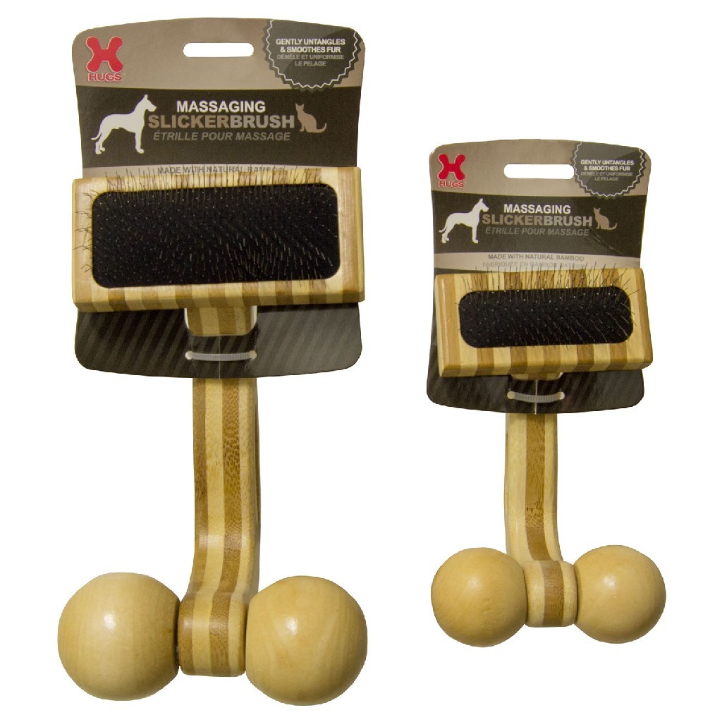Hugs Pet Products Massaging Pet Slicker Brush Large Brown 7.5