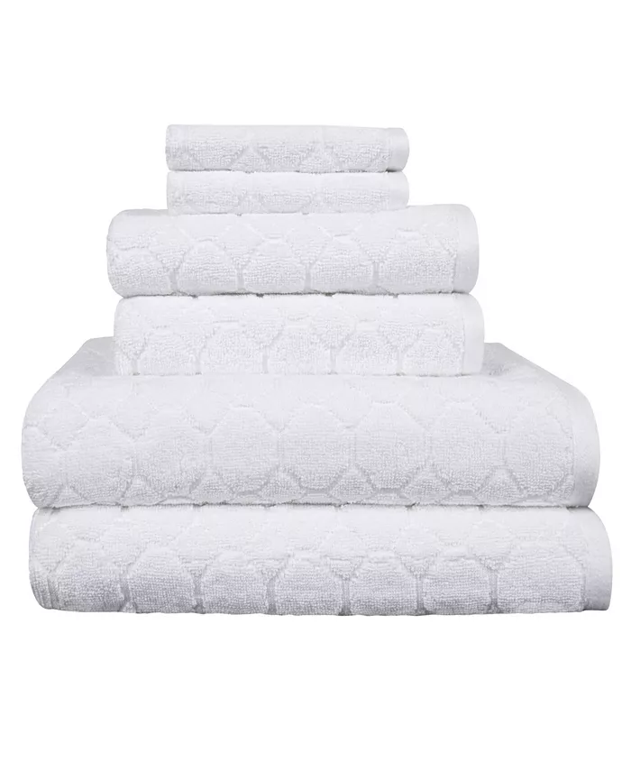 American Dawn Odessa Jacquard Oval Panes Bath Towel Set， 6 Piece - Intensery