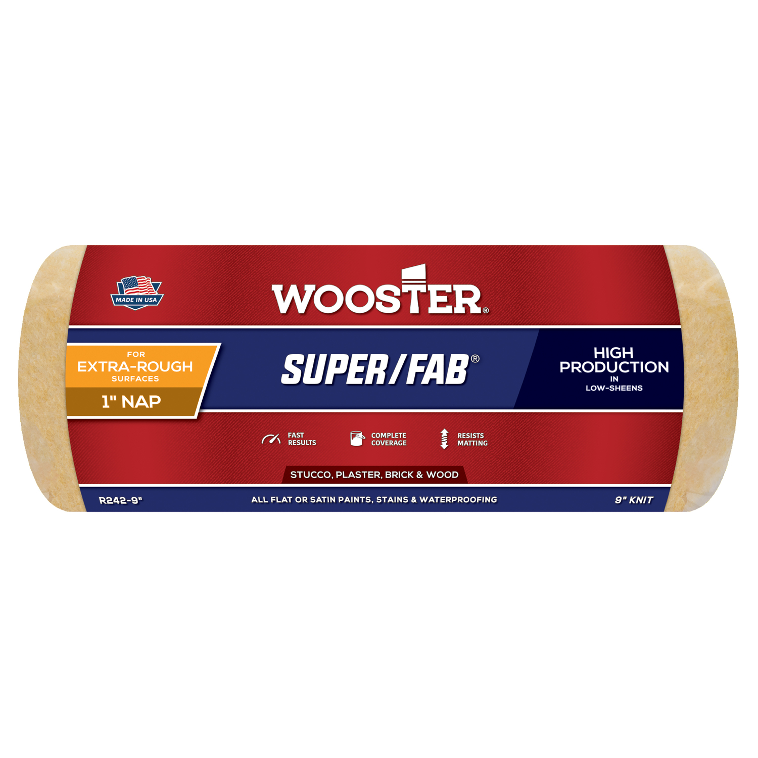 Wooster Super/Fab Knit 9 in. W X 1 in. Regular Paint Roller Cover 1 pk - Intensery