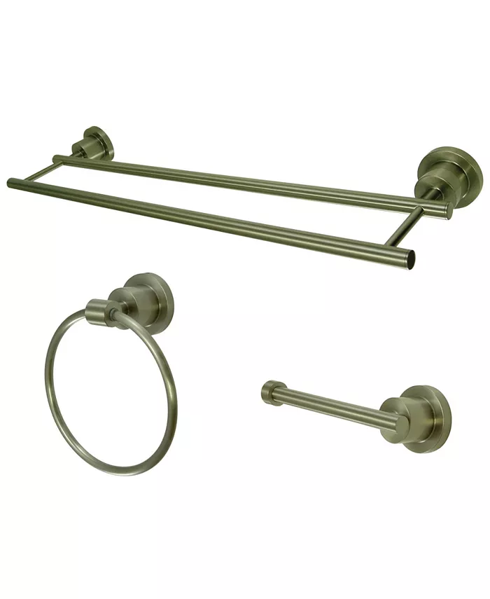 Kingston Brass Concord 3-Pc. Dual Towel Bar Bathroom Accessories Set in Brushed Nickel - Intensery