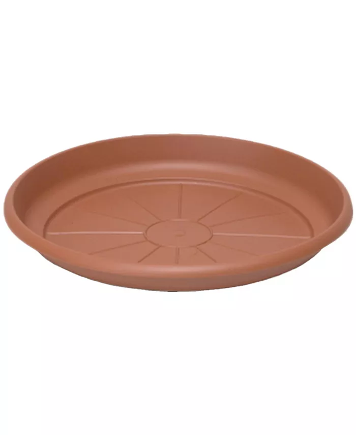 Crescent Garden In Outdoor Emma Round Plastic Flower Pot Terracotta Colored Saucer， 12 Inches - Intensery