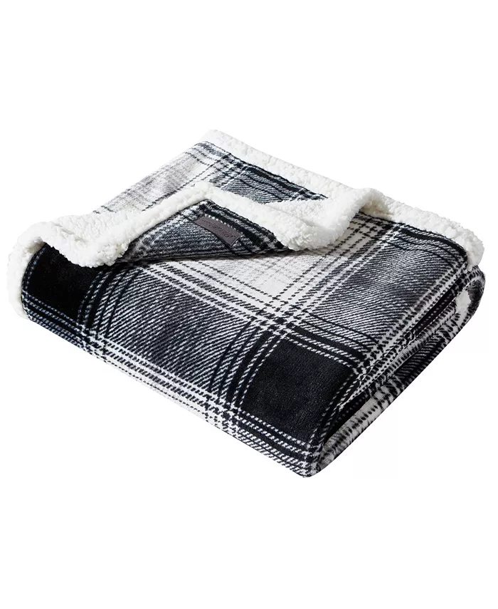 Eddie Bauer Vail Plaid Ultra Soft Plush Fleece Reversible Throw - Intensery