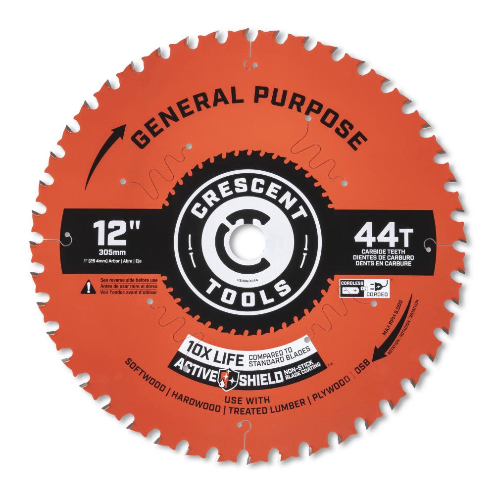 CRESCENT Circular Saw Blade 12 x 44 Tooth General Purpose - Intensery