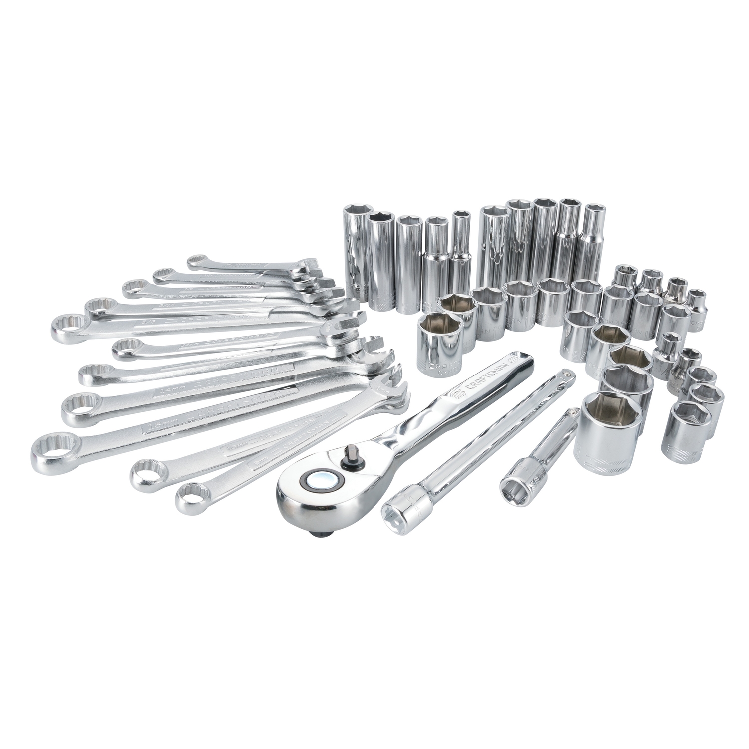 Craftsman 3/8 in. drive Metric and SAE 6 Point Mobile Mechanic\u0027s Tool Set 47 pc - Intensery