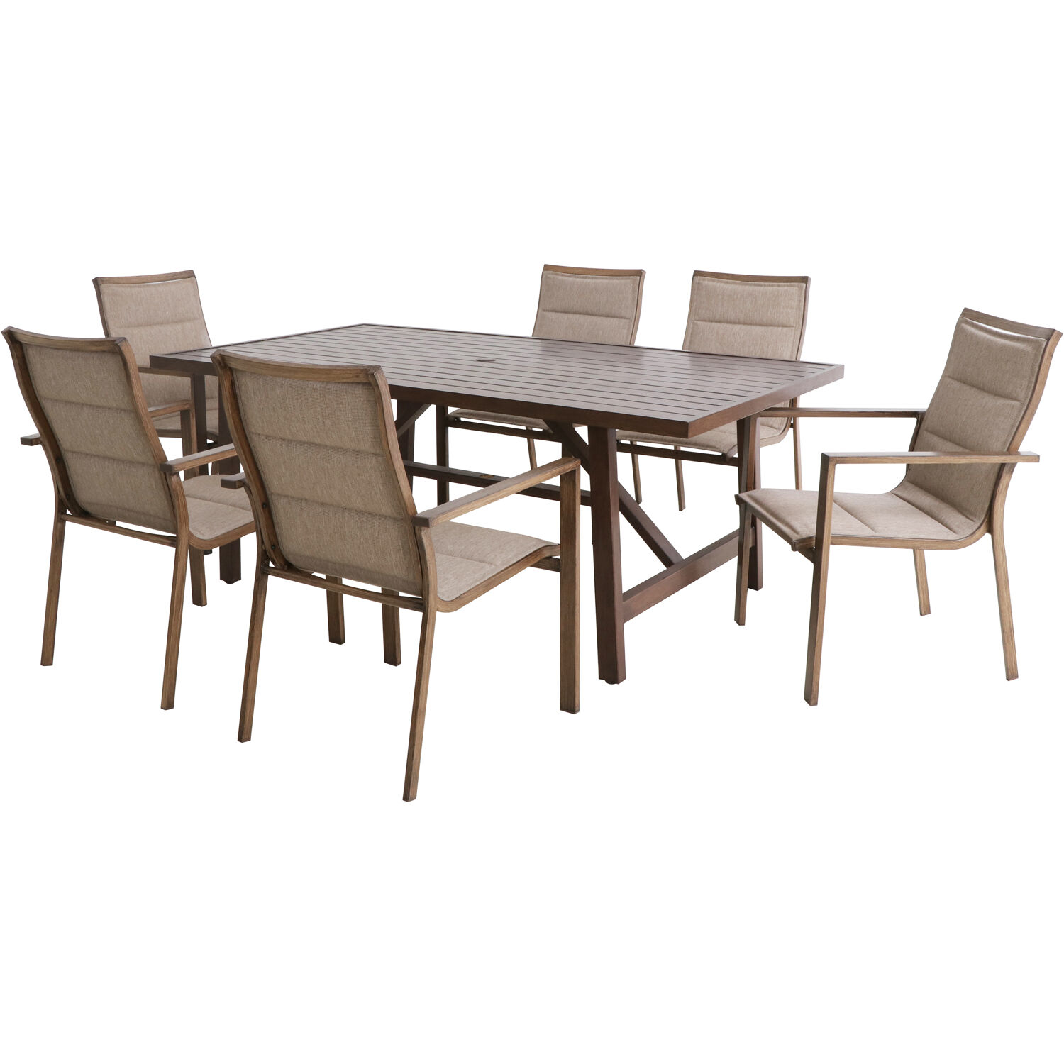 Mod Atlas 7 pc Tan Steel Modern Dining Set Tan - Intensery