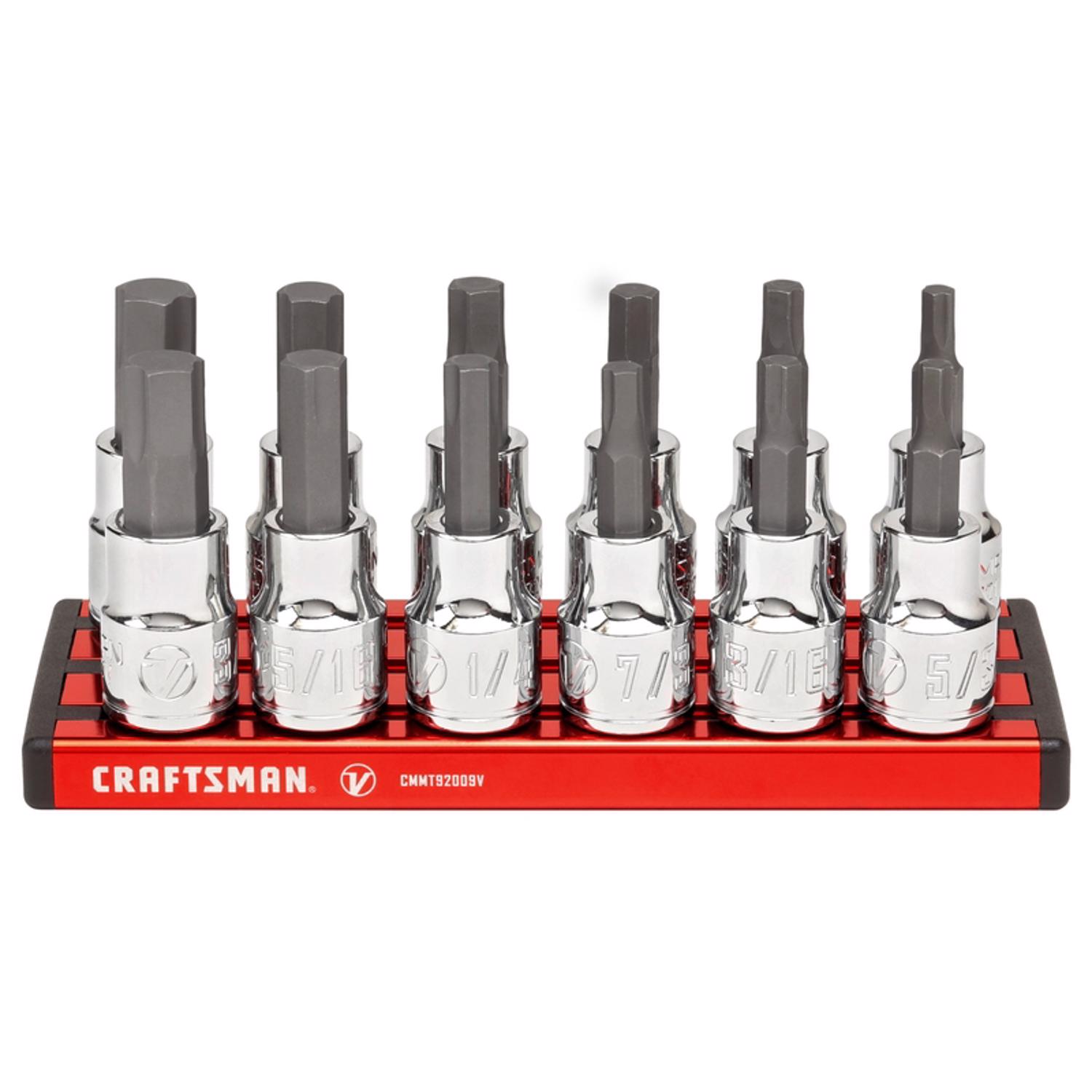 Craftsman V-Series X-Tract Technology 3/8 in. drive Metric and SAE Hex Bit Socket Set 12 pc - Intensery