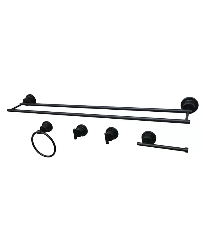 Kingston Brass Dual-Towel Bar 5-Pc. Bathroom Accessory Set - Intensery