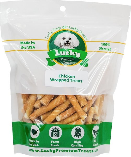 Lucky Premium Treats Extra Small Chicken Wrapped Rawhide Dog Treats - Intensery