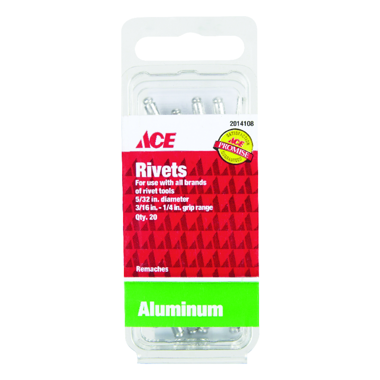 Ace 5/32 in. D X 1/4 in. Aluminum Rivets Silver 20 pk - Intensery