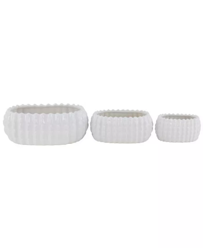 Rosemary Lane Stoneware Traditional Planters， Set of 3 - Intensery