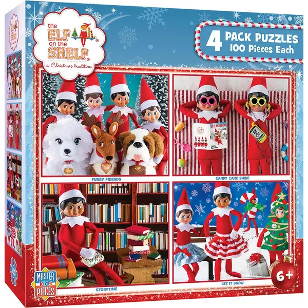 Masterpiece Puzzle 4-Count 100 Pieces Elf on the Shelf Puzzles - Intensery