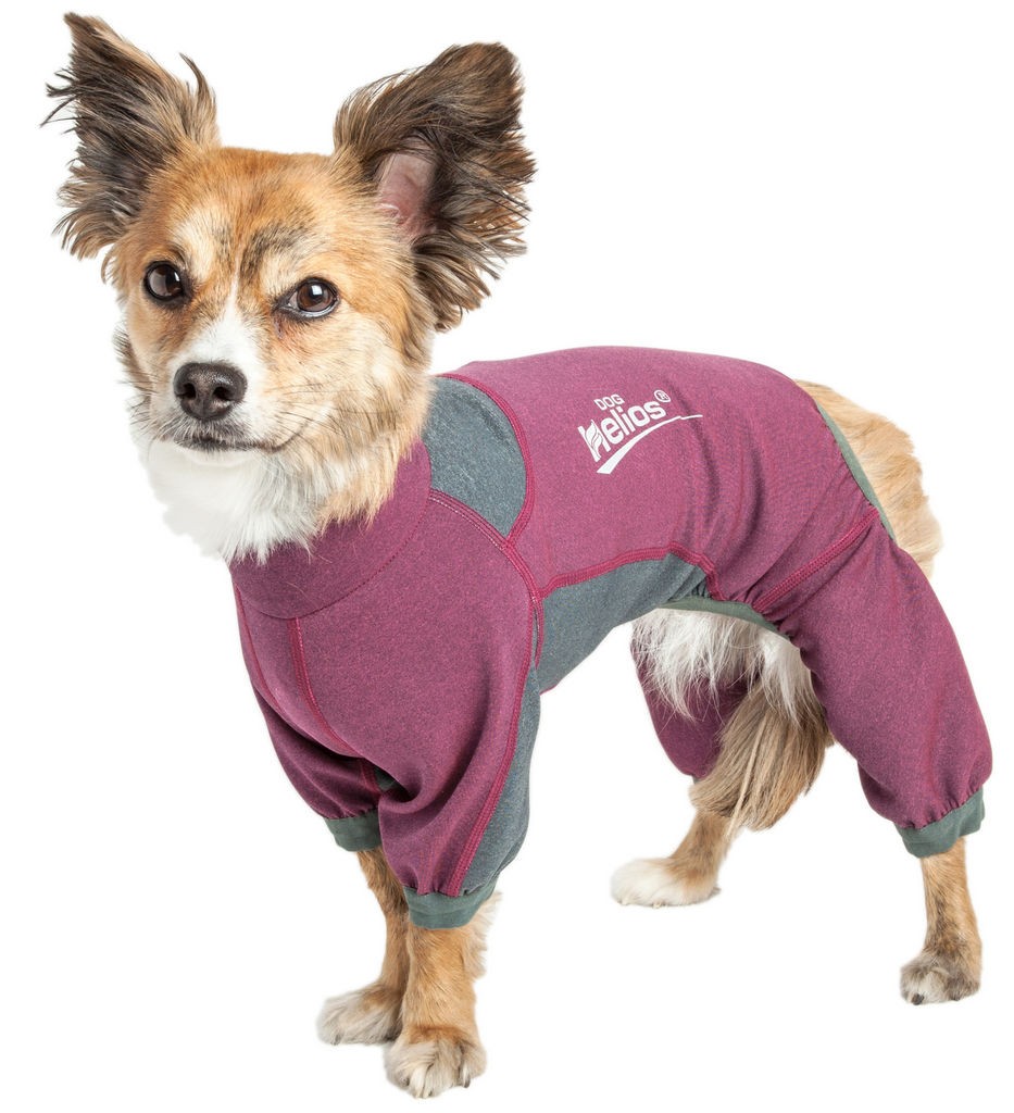 Dog Helios 'Rufflex' Mediumweight 4-Way-Stretch Breathable Full Bodied Performance Dog Warmup Track Suit in Pink And Grey (X-small) - Pet Life YGHL8PK - Intensery