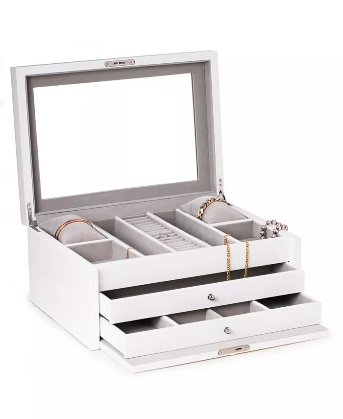 Bey-Berk Lacquer Large Jewelry Chest with Multi-Compartment Storage - Intensery