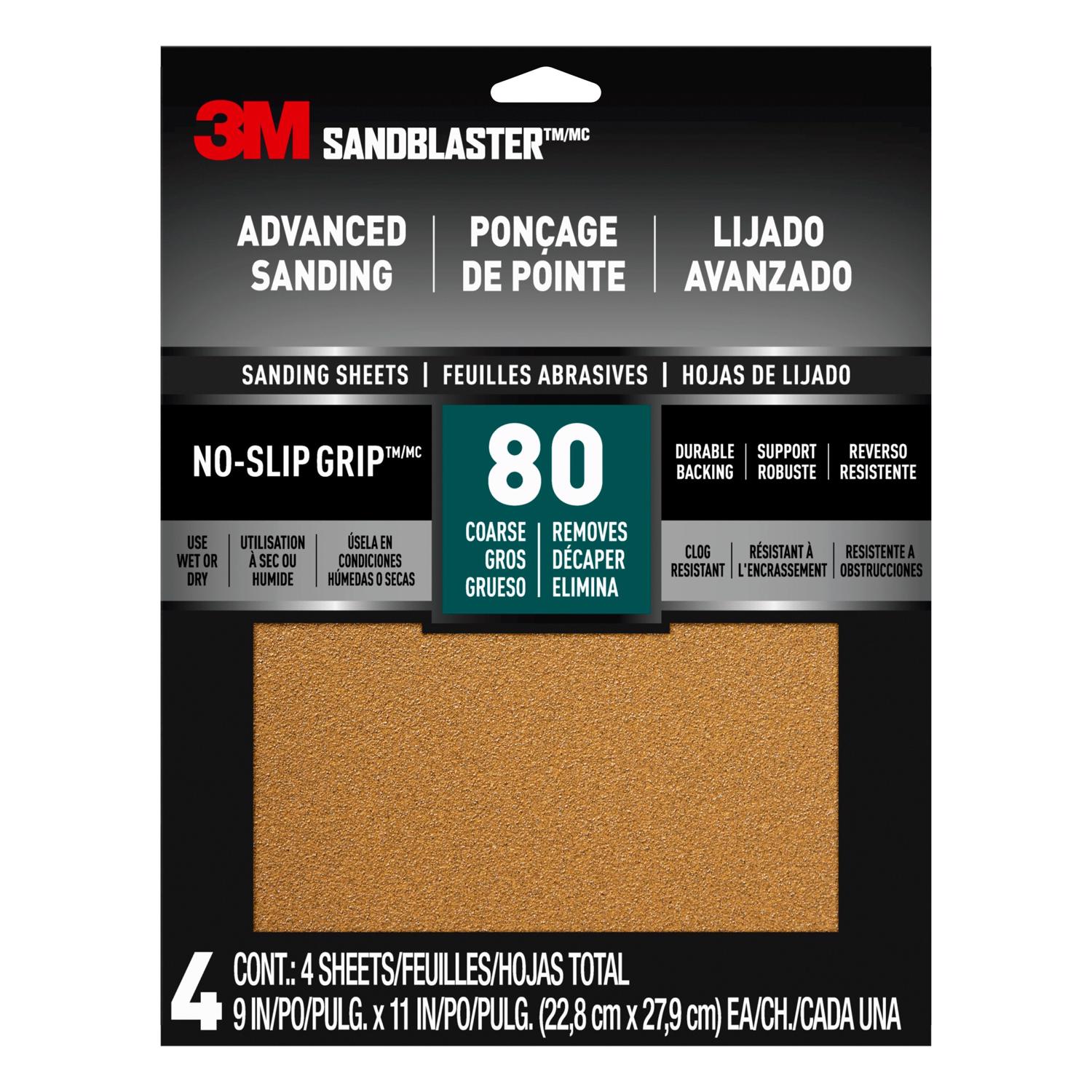 3M Sandblaster 11 in. L X 9 in. W 80 Grit Ceramic Sandpaper 4 pk - Intensery