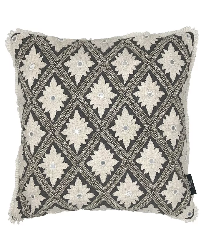 Mod Lifestyles Embroidered Geometric Decorative Pillow， 18'' x 18'' - Intensery