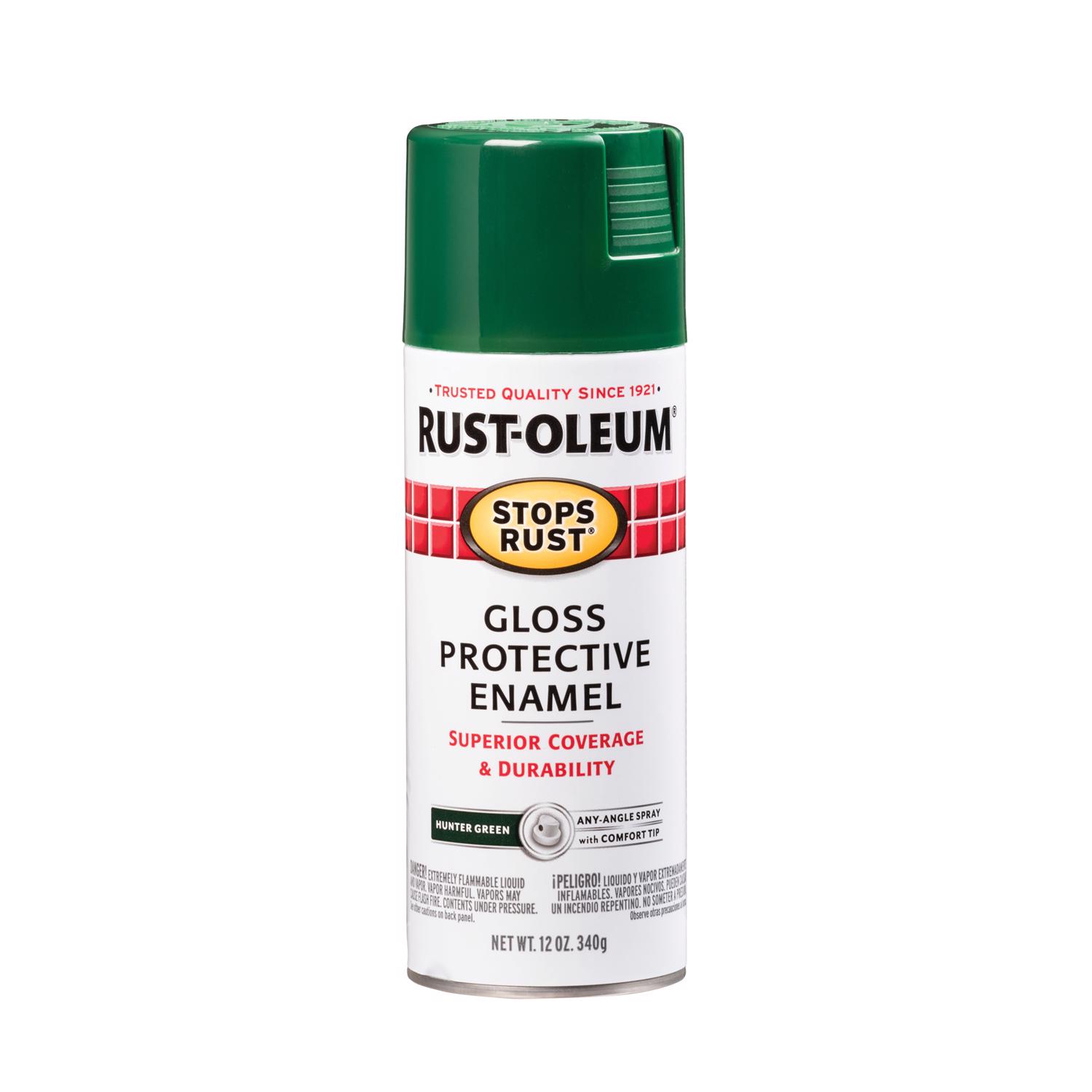 Rust-Oleum Stops Rust Gloss Hunter Green Spray Paint 12 oz - Intensery