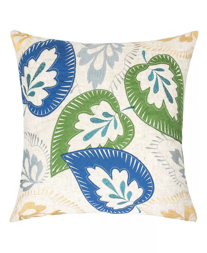 Homey Cozy Nola Applique Linen Square Decorative Throw Pillow - Intensery