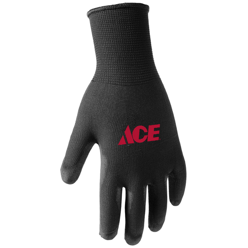 Ace Men\u0027s Indoor/Outdoor Coated Work Gloves Black XL 1 pair - Intensery