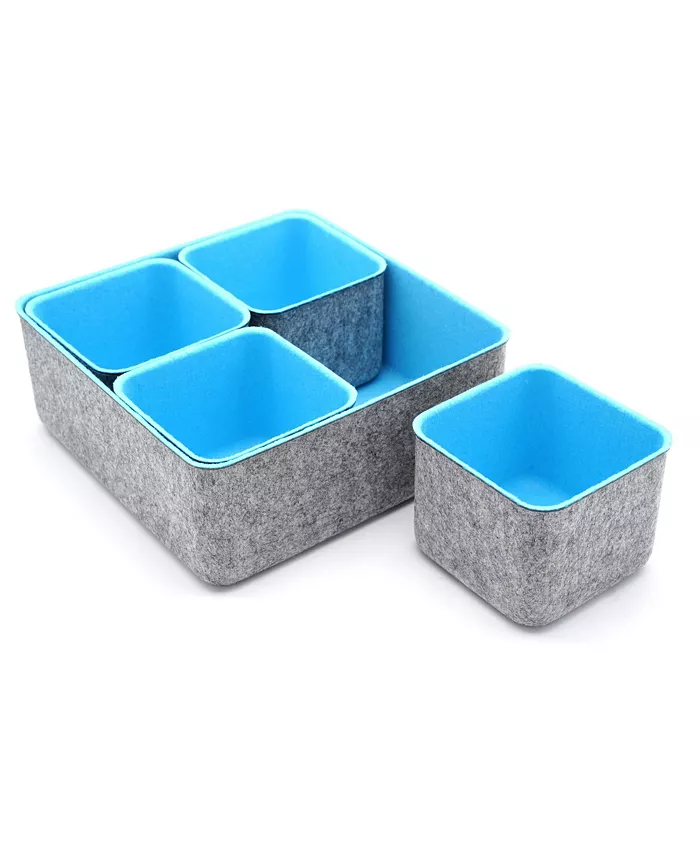 Welaxy 5 Piece Square Felt Storage Bin Set - Intensery