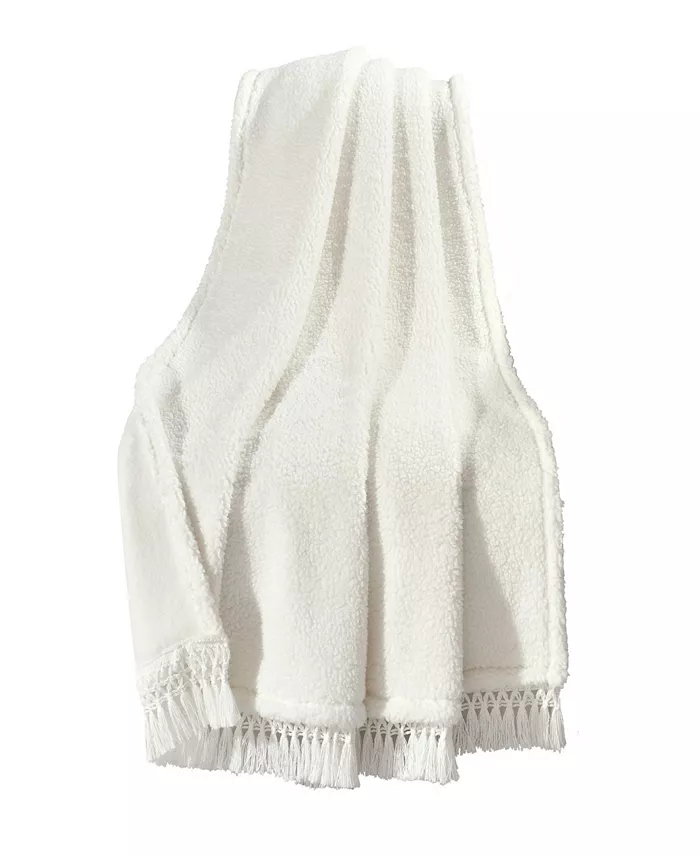 Lush Dandeacutecor Sherpa Tassel Fringe Throw Blanket - Intensery