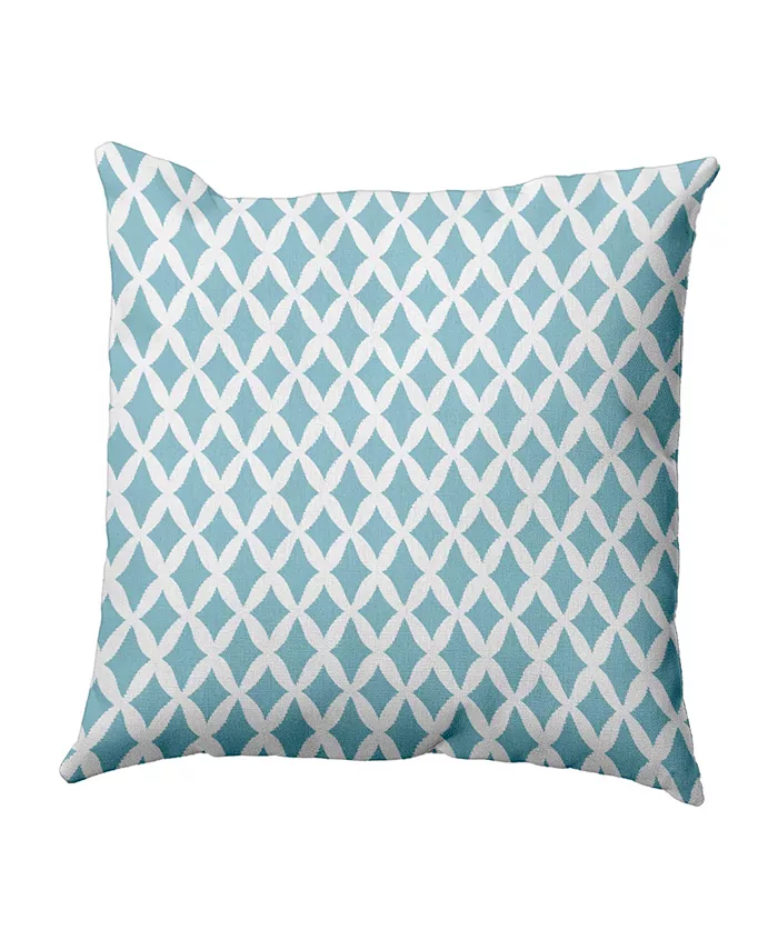 E by Design 16 Inch Light Blue Decorative Trellis Print Throw Pillow - Intensery