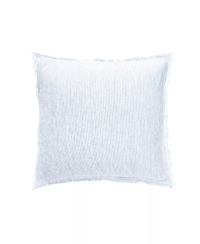Anaya Home Sky Blue White Striped Linen Throw Down Alternative Pillow - Intensery