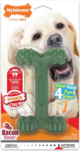 Nylabone Power Chew Easy-Hold Bacon Flavor Dog Dental Chew Toy - Intensery
