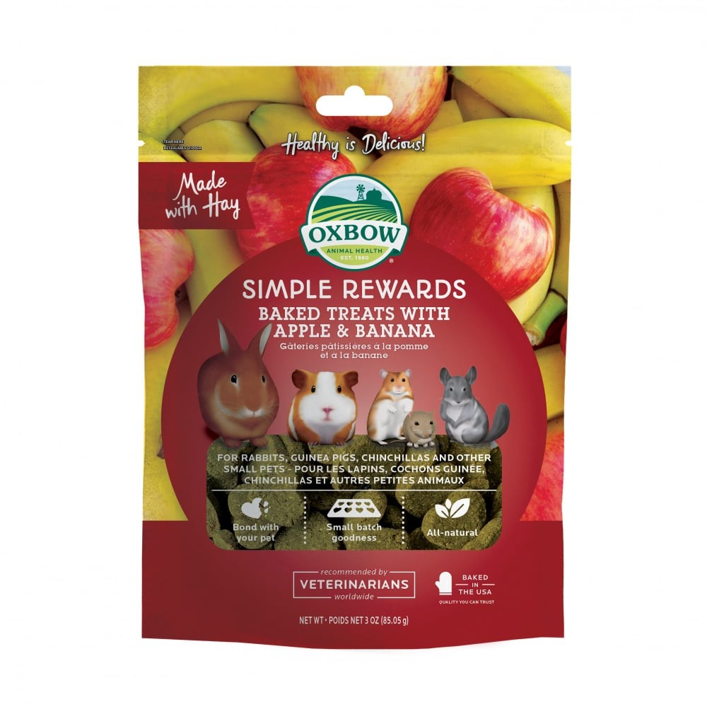 Oxbow Animal Health Simple Rewards Baked Treats with Apple and Banana - 3 oz - Intensery