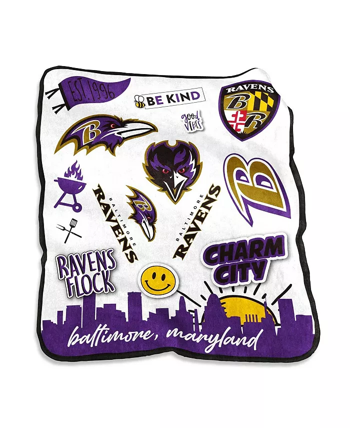 Logo Brands Baltimore Ravens 50'' x 60'' Native Raschel Plush Throw Blanket - Intensery